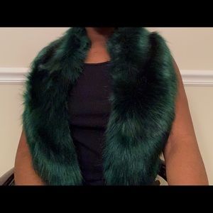 Emerald green faux fur scarf. One size fits all